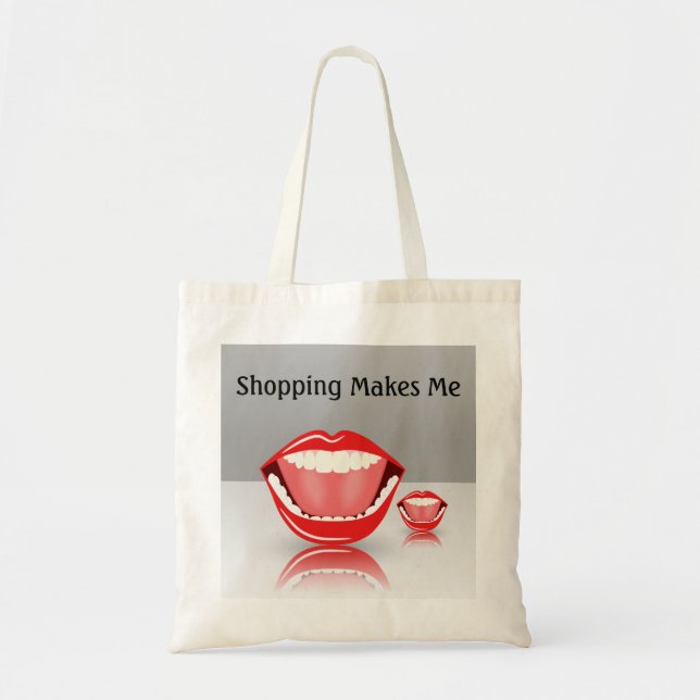 Bolsa Tote Grande Boca Humor Orçamento Engraçado Comprando Sa (Frente)