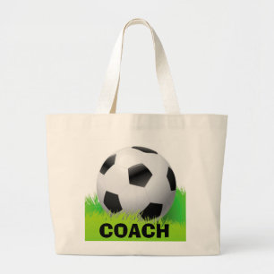 Bolsa Tote Grande Bola de futebol & sacola do design do treinador