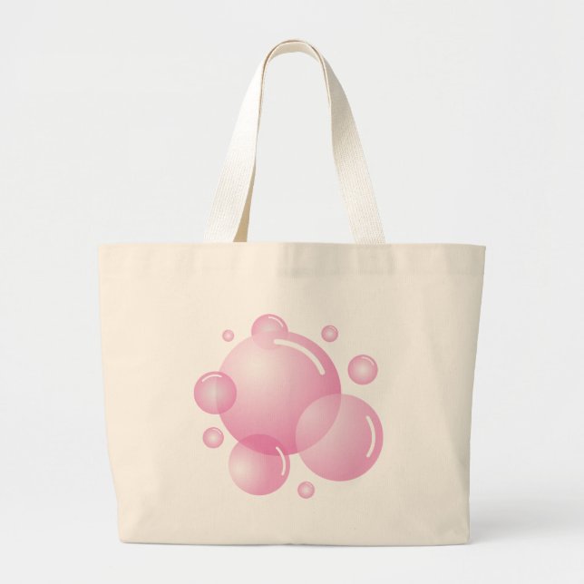 Bolsa Tote Grande Bolhas de sabão rosa (Frente)