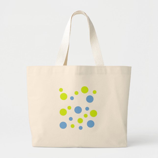 Bolsa Tote Grande Bolhas Felizes Funky Amarelas Azuis (Frente)
