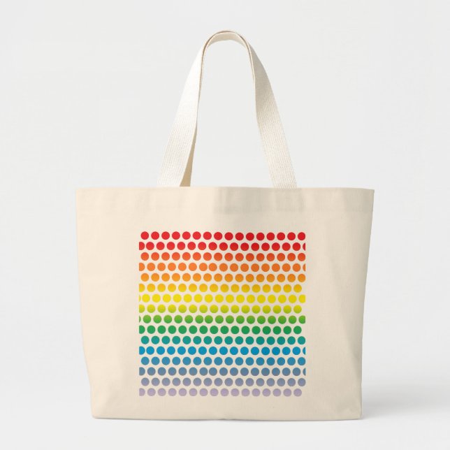 Bolsa Tote Grande Bolinhas brancas arco-íris (Frente)