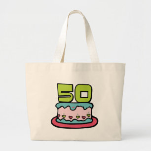 Bolsa Tote Grande Bolo de aniversário de 50 anos