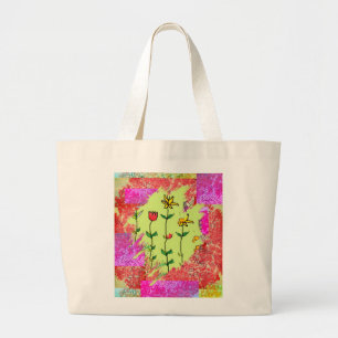 Bolsa Tote Grande Bolsa Grande - Floral Amostra de Tinta