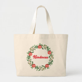 Bolsa Tote Grande Bolsa Grande Rosa com Flores e Romã Kindness