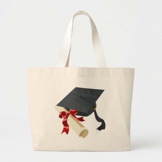 Bolsa Tote Grande Boné de formatura & diploma (Frente)