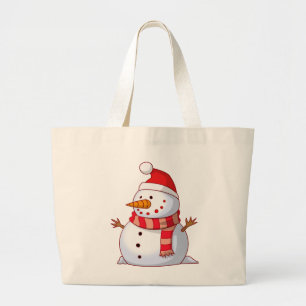 Bolsa Tote Grande Boneco de neve bonito do Natal