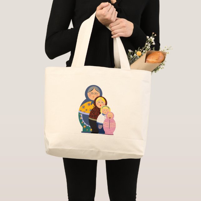 Bolsa Tote Grande Bonita Palco de Matryoshka (Frente (produto))