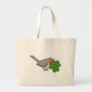 Bolsa Tote Grande Bonita Robin com o Cartoon Shamrock Clover