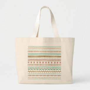 Bolsa Tote Grande Bonito pintura à mão tribal Aztec design geomét