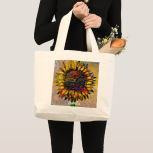 Bolsa Tote Grande Bonito pintura de girassol Abstrato