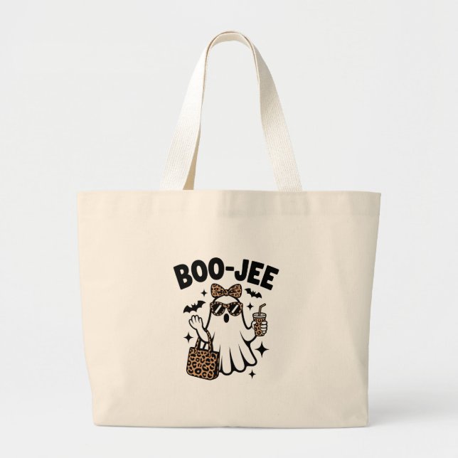 Bolsa Tote Grande BOO-JEE Ghost – Stylish Halloween Diva Design (Frente)