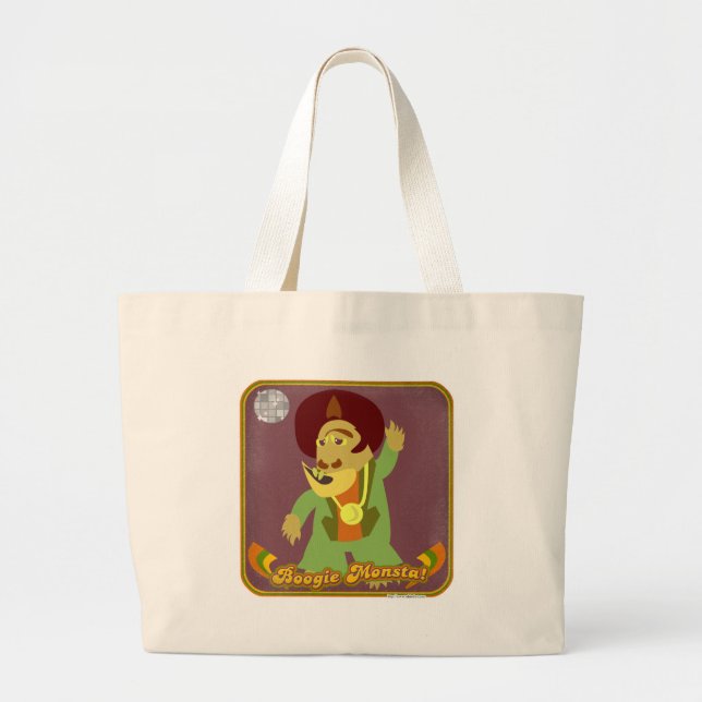 Bolsa Tote Grande Boogie Monster Cartoon Creatar Fora de Design (Frente)