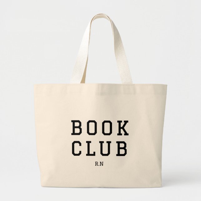 Bolsa Tote Grande Book Club Monogram Gift For Readers (Frente)