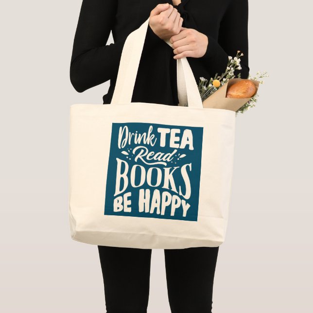 Bolsa Tote Grande Book Lover Librarian Bookworm Reading Club (Frente (produto))