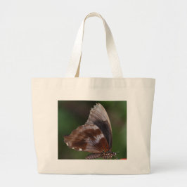 Bolsa Tote Grande Borboleta branca e marrom na flor vermelha