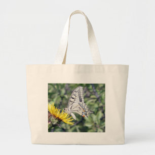 Bolsa Tote Grande Borboleta branca e preta com manchas vermelhas