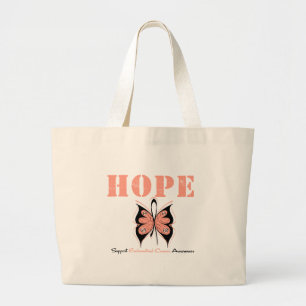Bolsa Tote Grande Borboleta da esperança do cancer Endometrial