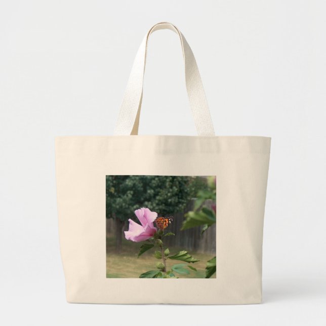 Bolsa Tote Grande Borboleta e Rosa de Sharon (Frente)