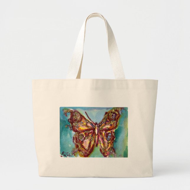 BOLSA TOTE GRANDE BORBOLETA EM BRILHOS DOURADOS (Frente)