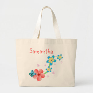 Bolsa Tote Grande Borboleta em Flores Cor-de-Rosa e Azuis Grande Tot