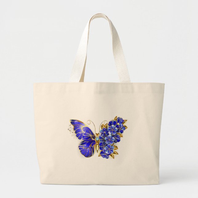 Bolsa Tote Grande Borboleta Flor Sapphire (Frente)
