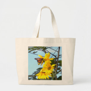 Bolsa Tote Grande Borboleta na sacola do girassol