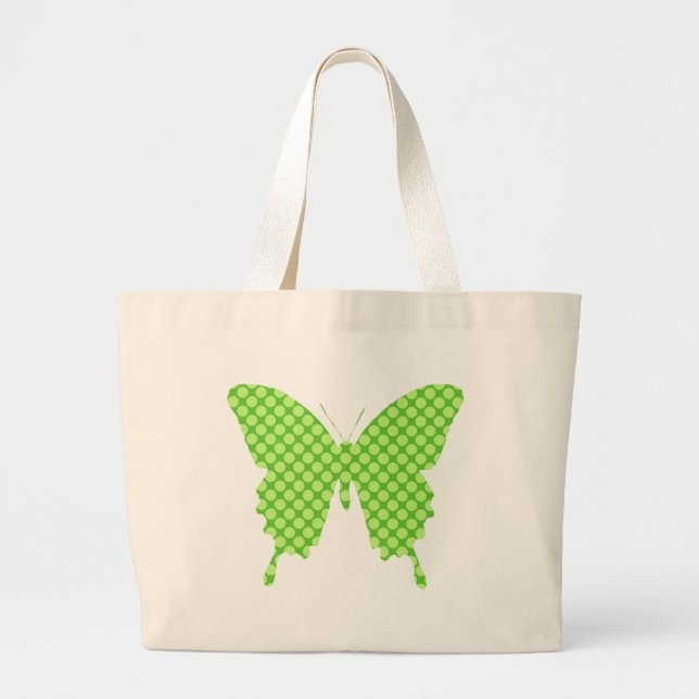 Bolsa Tote Grande Borboleta, pontos retrorreflectores, tons de verde (Frente)