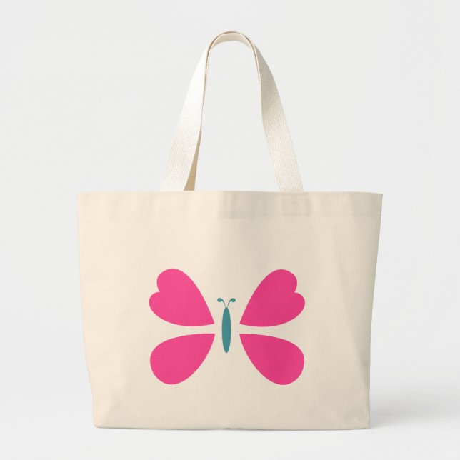 Bolsa Tote Grande Borboleta rosa (Frente)