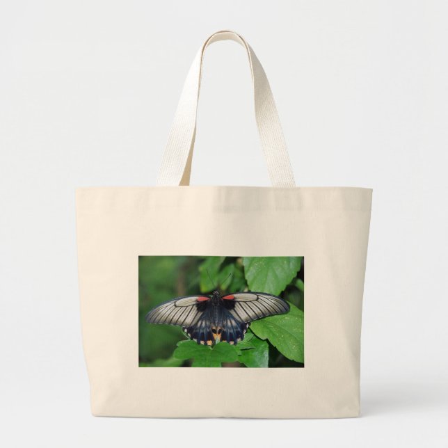 Bolsa Tote Grande Borboleta vermelha preta (Frente)