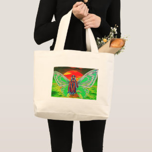 Bolsa Tote Grande Borboleta vermelha Sapo de Toque Grande
