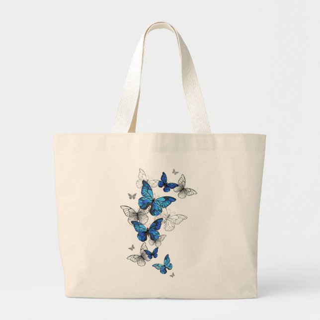 Bolsa Tote Grande Borboletas Azuis Morpho (Frente)