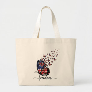 Bolsa Tote Grande Borboletas da Liberdade   Vermelho Patriótico, Bra