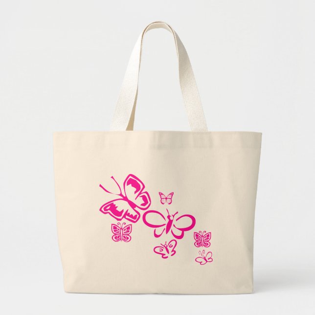 Bolsa Tote Grande Borboletas Rosa (Frente)