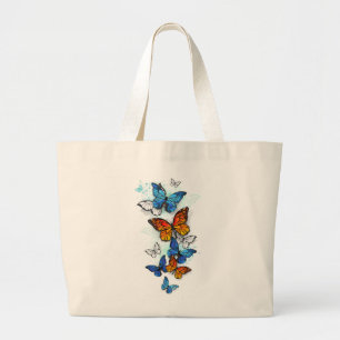 Bolsa Tote Grande Borboletas voadoras Morpho e Monarca