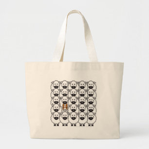 Bolsa Tote Grande Border collie nos carneiros