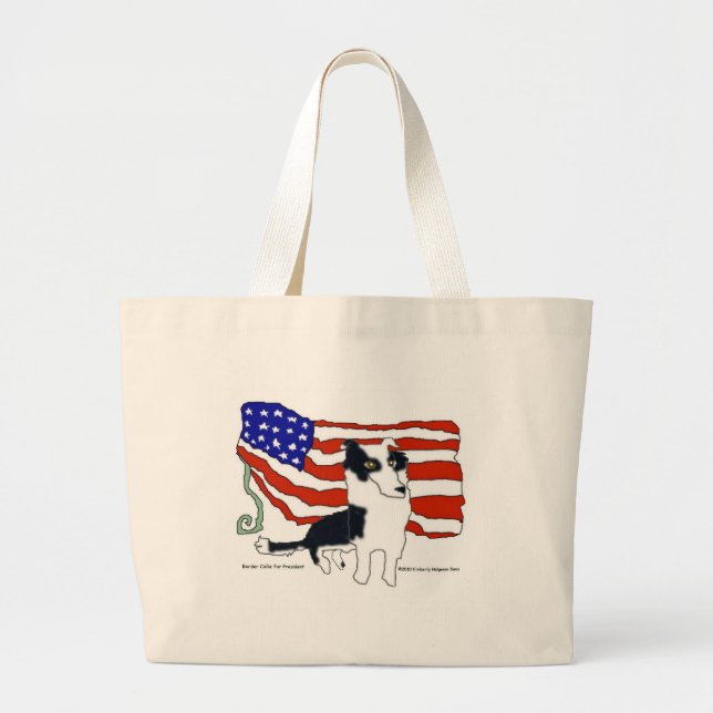 Bolsa Tote Grande Border collie para o presidente (Frente)