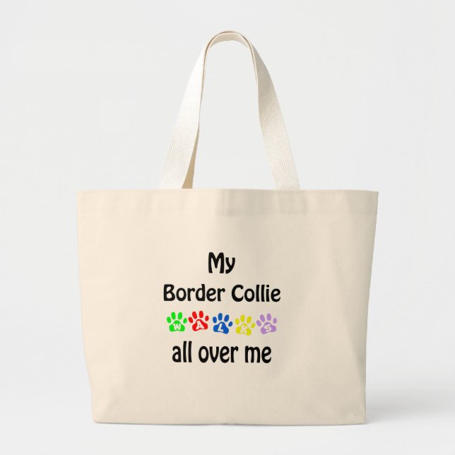 Bolsa Tote Grande Border Collie Walks Design (Frente)