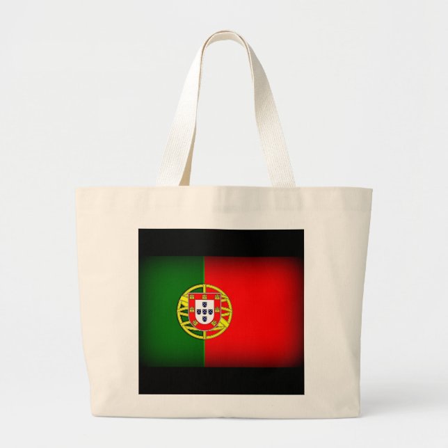 Bolsa Tote Grande Bordo Negro de Bandeira Portugal (Frente)