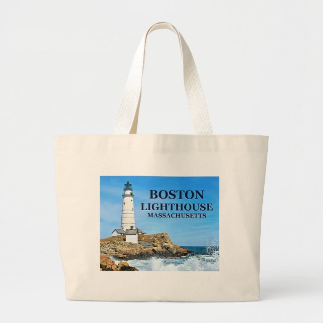 Bolsa Tote Grande Boston Lighthouse, Massachusetts Tote Bag (Frente)
