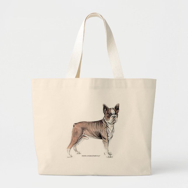 Bolsa Tote Grande Boston Terrier (Frente)