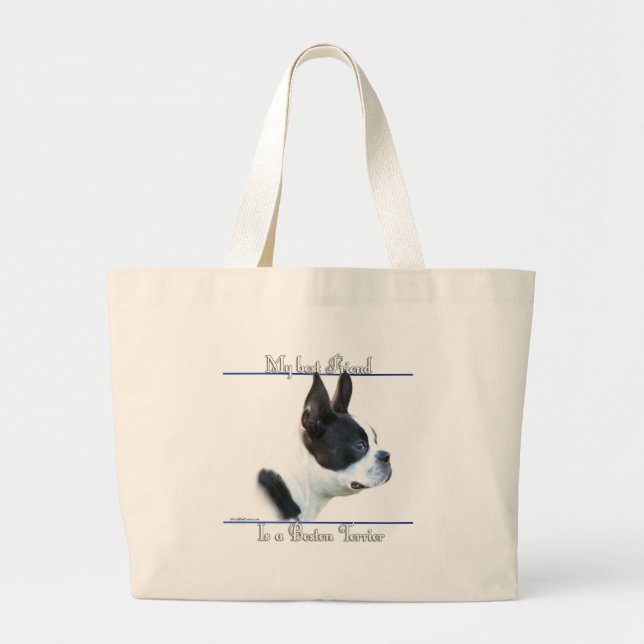 Bolsa Tote Grande Boston Terrier Melhor Amigo 2 (Frente)