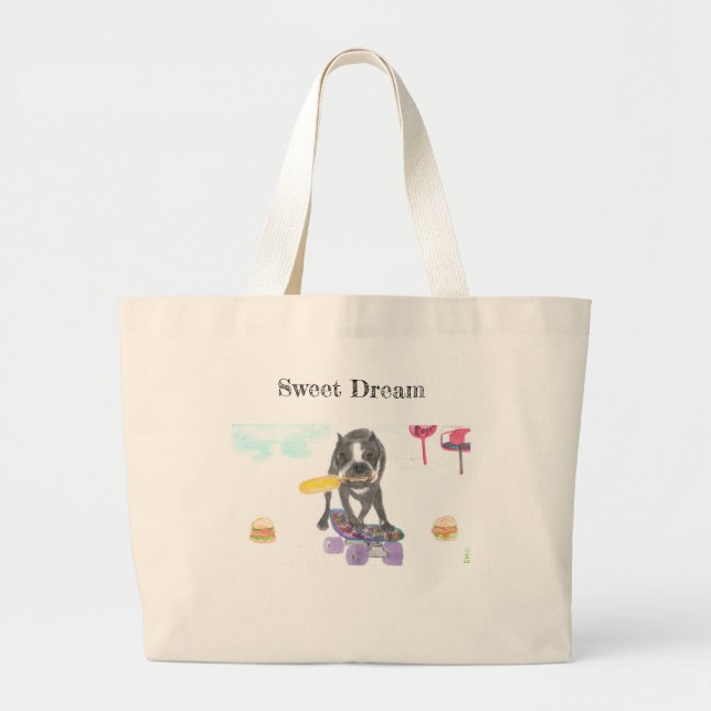 Bolsa Tote Grande Boston Terrier Sweet Dream (Frente)