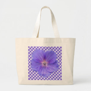 Bolsa Tote Grande Botânica Romântica Azul-Gerânio