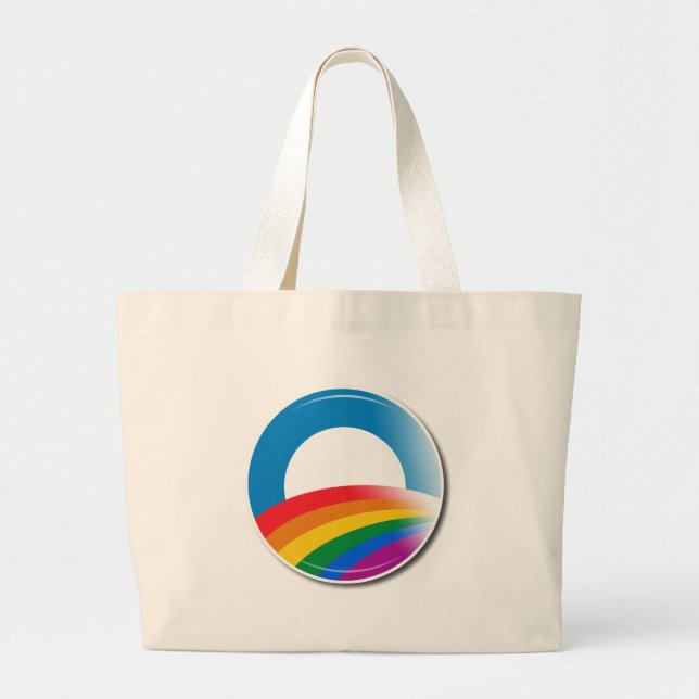 Bolsa Tote Grande Botão do orgulho de Obama (Frente)