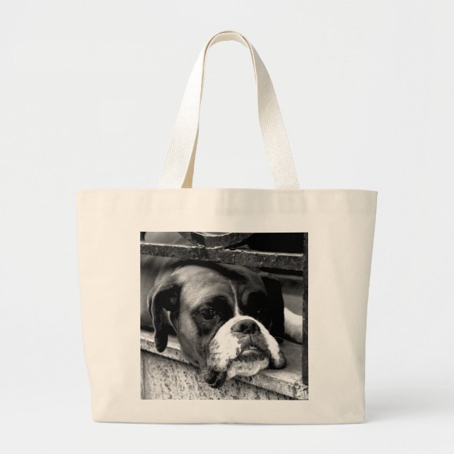Bolsa Tote Grande Boxer Dog On Windowsill jtcna (Frente)