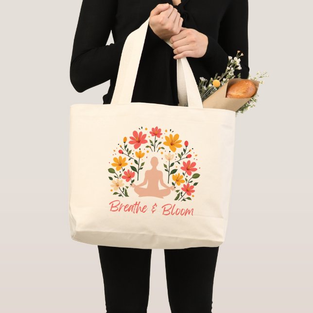 Bolsa Tote Grande Breathe e Bloom Meditation Jumbo Tote Bag (Frente (produto))