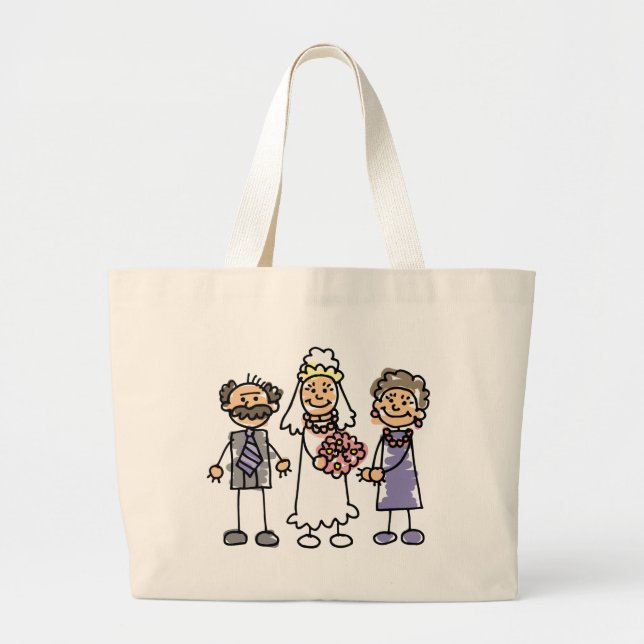 Bolsa Tote Grande Brides Parentes Dia de Casamento Antes da Cerimôni (Frente)