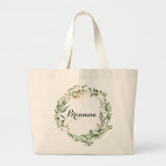 Bolsa Tote Grande Bridesmaid da Folhagem Verde Dourada Tropical<br><div class="desc">Esta mala da dama de dama verde-de-ouro tropical é o presente perfeito para apresentar suas damas de honra e madrinha de casamento para um casamento rústico. A design apresenta belamente o ouro tropical de verão ilustrado e pintado à mão e a folhagem verde.</div>