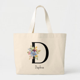 Bolsa Tote Grande Bridesmaid Gift Wild Flower Alphabet D Tote Bag