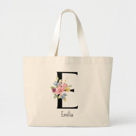 Bolsa Tote Grande Bridesmaid Gift Wild Flower Alphabet E Tote Bag